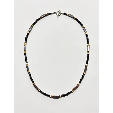 Retro Halskette Im Neuen Chinesischen Stil Mit Schwarzem Onyx Und Naturstein Titanstahl Muschel Kokosnussschale Damen Herren Modeschmuck