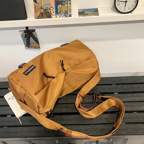 Large Capacity Waterproof Nylon Messenger Bag Men Women Adjustable Wide Strap Shoulder Bag For Travel Commuting Casual Bag