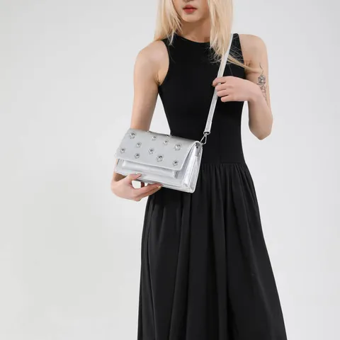 Women Urban Vintage PU Leather Crossbody Bag Fashion Metal Eyelet Decor Small Square Shoulder Bag With Adjustable Strap For Daily Social Carry