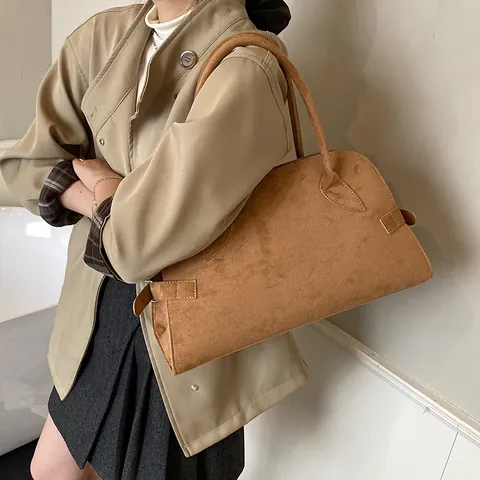 Vintage Frosted Texture Leopard Print Tote Bag For Women Large Capacity Retro Suede-Look Shoulder Underarm Bag Commuting