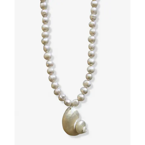 Vakantiestijl Natuurlijke Zoetwaterparelketting 18K Goud Verguld Titanium Staal Schelp Hanger Sieraden Voor Vrouwen