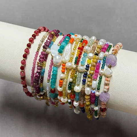 Boheems 18K Verguld Titaniumstaal Armband Natuursteen Zoetwaterparel Kralenarmband Voor Vrouwen Elegante Sieraden Cadeau