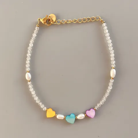 Handgemaakte Kralen Armband Vrouwen Natuursteen Barok Kunstparel Roestvrij Staal 18K Verguld Boheems Sieraden