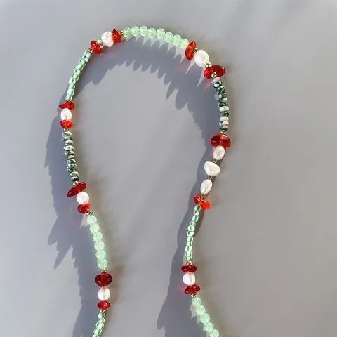 Handgemaakte Kralenketting Met Natuursteen Zoetwaterparel 18K Verguld Titaniumstaal Kleurrijke Boho Sieraden Voor Vrouwen