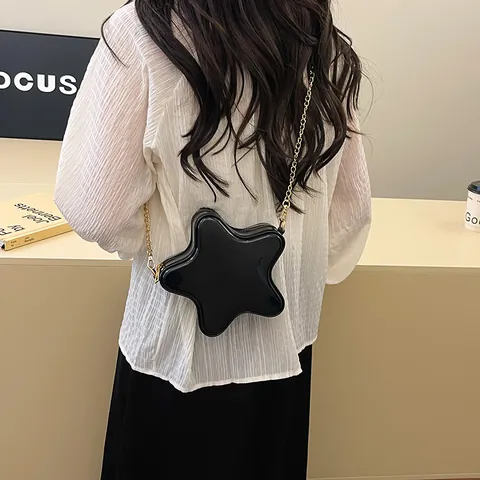 Sac Bandoulière en Forme d'Étoile à la Mode pour Femme Sac à Épaule avec Chaîne Tendance Petit Sac à Main en Cuir PU PVC