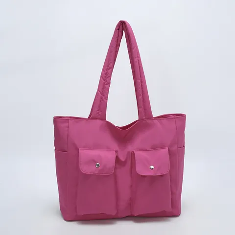 Large Capacity Nylon Tote Bag For Women Casual Multi-pocket Utility Shoulder Bag Waterproof Minimalist Handbag For Commuting School Travel