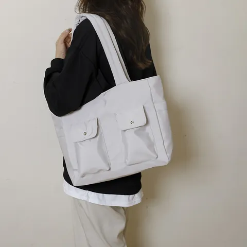 Large Capacity Nylon Tote Bag For Women Casual Multi-pocket Utility Shoulder Bag Waterproof Minimalist Handbag For Commuting School Travel