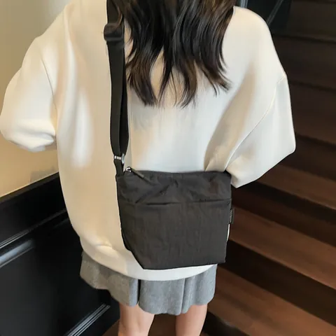 Bolso Bandolera Casual de Nailon para Mujer Bolso de Moda Color Sólido Con Correa Ancha Ajustable Bolso de Hombro Diario