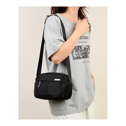 Damen Mode Nylon Umhängetasche Große Kapazität Breiter Schultergurt Lässig Mehrere Taschen Leicht Einfarbig Alltagstasche