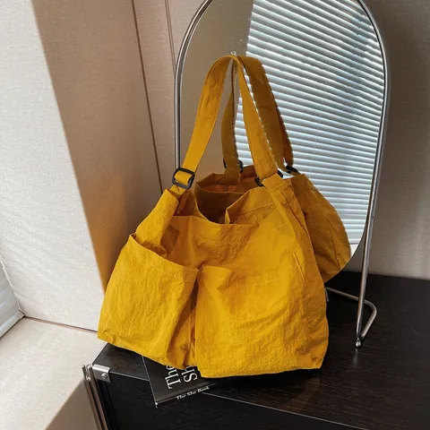 Bolso Tote de Gran Capacidad para Mujer Color Sólido Minimalista Bolso de Hombro Múltiples Bolsillos Casual Trabajo Bolso de Bandoulière