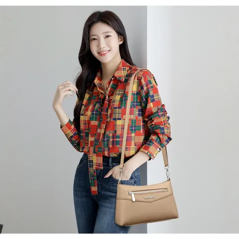 Women Fashion PU Leather Crossbody Bag Lychee Pattern Single Shoulder Bag Multi Pocket Zipper Purse For Travel Casual Bag