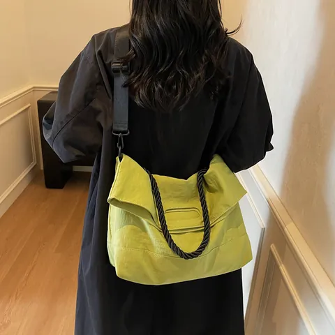 Minimalist Large Capacity PU Leather Tote Bag For Women Urban Style Shoulder Crossbody Bag With Woven Rope Handle Gift