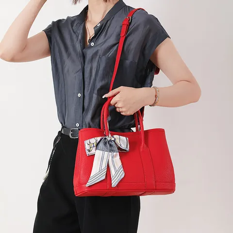 Bolso Tote de Mujer Gran Capacidad Piel PU Patrón Lichi Asa con Pañuelo Correa Ajustable Moda Viaje al Trabajo