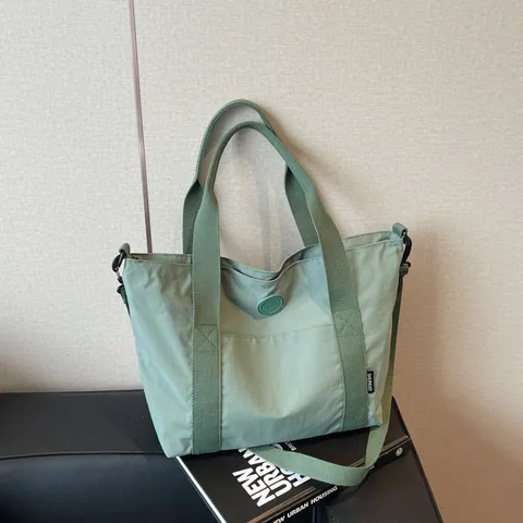 Borsa Tote in Tela da Donna Grande Capacità Borsa a Tracolla in Nylon Minimalista Handbag di Moda Tinta Unita Versatile Quotidiana