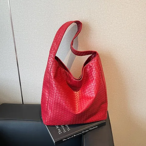 Dames Grote Capaciteit Geweven PU Leer Hobo Tote Tas Minimalistische Stedelijke Stijl Schoudertas Voor Dagelijks Kantoor