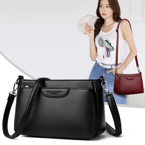 Women Fashion Litchi Pattern PU Leather Crossbody Bag Small Square Shoulder Bag Practical Phone Storage Messenger Bag
