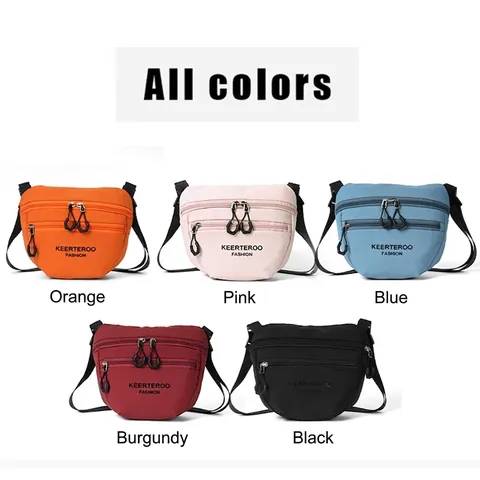Bolso Bandolera de Nailon para Mujer Ligero Multibolsillos Bolso de Viaje Doble Cremallera Casual Moderno Hidrófugo Diario