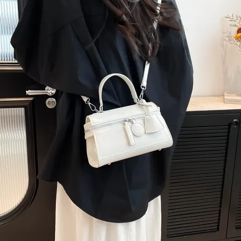 Damen Mode PU Leder Box Handtasche Minimalistische Kleine Quadratische Schultertasche Umhängetasche Mit Tragegriff Und Verstellbarem Riemen