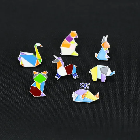 Spilla in Smalto Animale Origami Geometrico Distintivo da Risvolto in Lega Colorata per Decorazione Abbigliamento Borsa