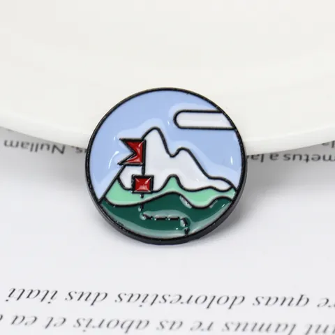 Cartoon Enamel Brooch Pin Set Alloy Cactus Mountain Tent Car Pins For Outdoor Hiking Backpack Accessories Personality Jewelry