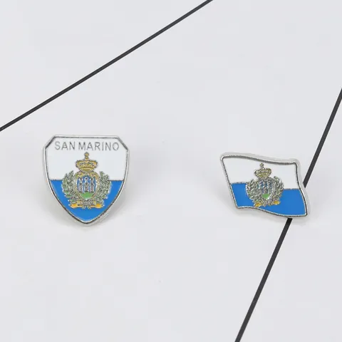 San Marino National Flag Emblem Zinc Alloy Enamel Brooch Pin Vintage Shield Wave Flag Shape Badge For Travel Souvenir Daily Accessory