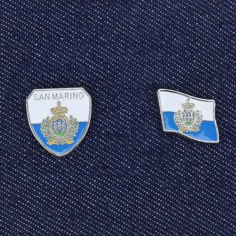 San Marino National Flag Emblem Zinc Alloy Enamel Brooch Pin Vintage Shield Wave Flag Shape Badge For Travel Souvenir Daily Accessory