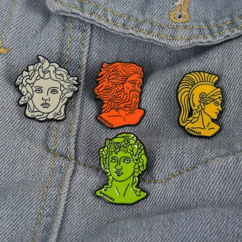Griechische Mythologie Emaille Pin Medusa Prometheus Achilles Dionysus Porträt Legierung Brosche Abzeichen Für Kleidung Dekoratives Geschenk