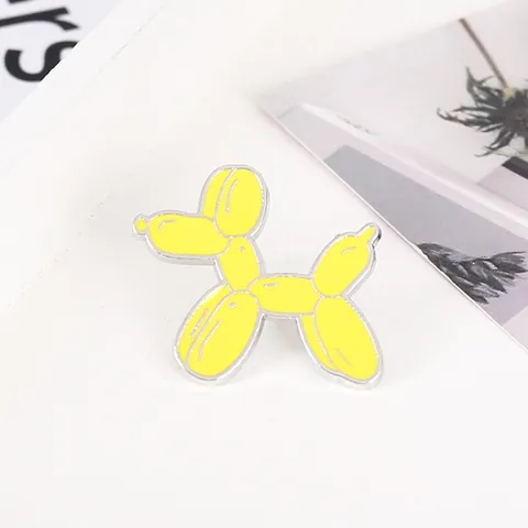 Yellow Balloon Dog Enamel Pin Cartoon Zinc Alloy Animal Brooch For Backpack Clothing Badge Accessory Jewelry Gift For Kids Unisex
