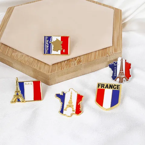 Spilla Torre Eiffel Parigi Francia in Lega Smaltata Bandiera Francese Mappa Souvenir per Viaggi Arredo Abito Gioielli Unisex