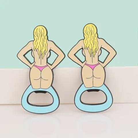 Abridor de Botellas Creativo de Belleza de Playa de Aleación Multifuncional Abridor de Tapas de Cerveza Imán de Nevera Divertido Mujer en Bikini para Hogar Bar Fiesta Regalo