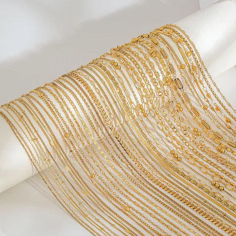 Collar de Acero Inoxidable Chapado en Oro de 18K para Mujer Minimalista Cadena de Serpiente Figaro Cuerda Perlas Joyería Regalo