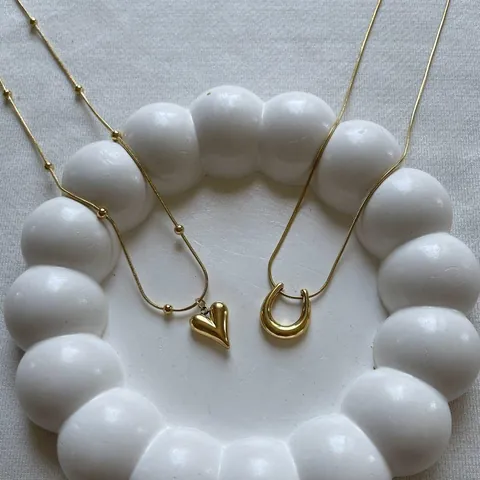 Collar Minimalista de Acero Inoxidable con Cadena de Serpiente para Mujer Chapado en Oro Plata Colgante de Corazón Herradura Joyería
