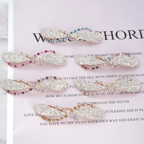 Vintage Alloy Rhinestone Hair Clip Elegant Crystal Bowknot Flower Spring Clip For Women Bridal Wedding Party Hair Accessories
