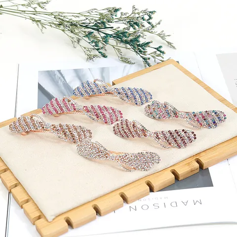 Korean Rhinestone Butterfly Bowknot Hair Clip Alloy Crystal Inlaid Elegant Flower Stripe Tassel Spring Clip Women Jewelry