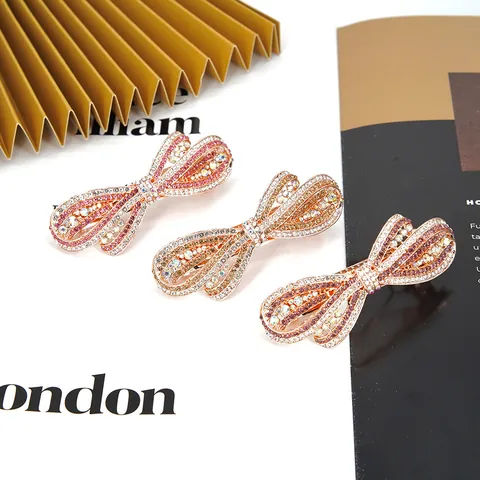 Alloy Butterfly Rhinestone Hair Clip Vintage Crystal Bowknot Spring Clip Fashion Hair Accessories For Women Wedding Party