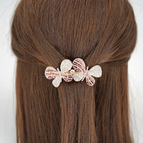 Alloy Butterfly Rhinestone Hair Clip Vintage Crystal Bowknot Spring Clip Fashion Hair Accessories For Women Wedding Party