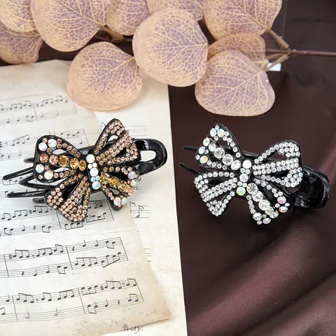 Vintage Butterfly Hair Claw Clip Elegant Acrylic Rhinestone Crystal Hair Accessories For Women Girls Hair Styling Clip
