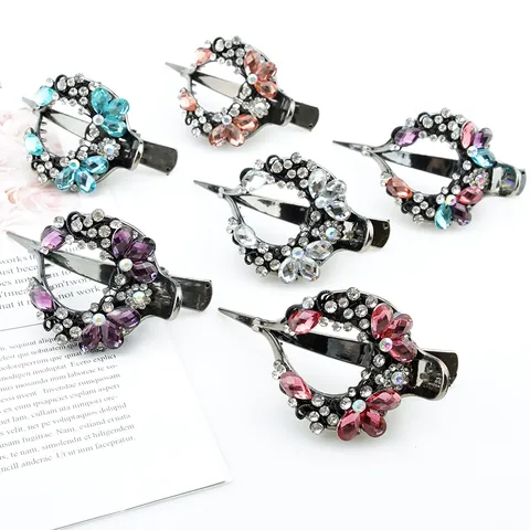 Vintage Strass Herz Haarklammer Acryl Blume Haarschmuck Elegante Große Haarnadel Für Damen Tägliche Party Schmuck