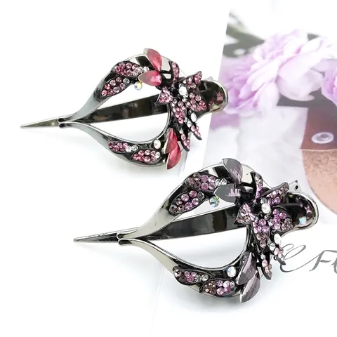 Vintage Mandala Heart Flower Rhinestone Hair Clip Acrylic Zinc Alloy Duckbill Accessory For Women Party Wedding Gift Decor