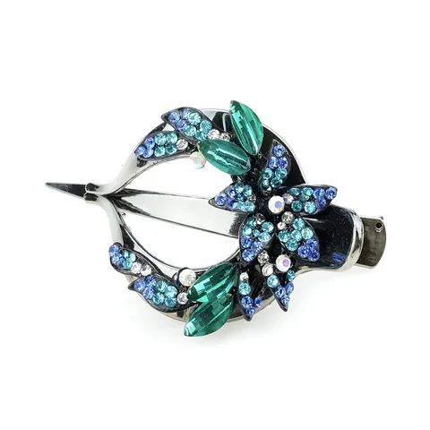 Vintage Mandala Heart Flower Rhinestone Hair Clip Acrylic Zinc Alloy Duckbill Accessory For Women Party Wedding Gift Decor