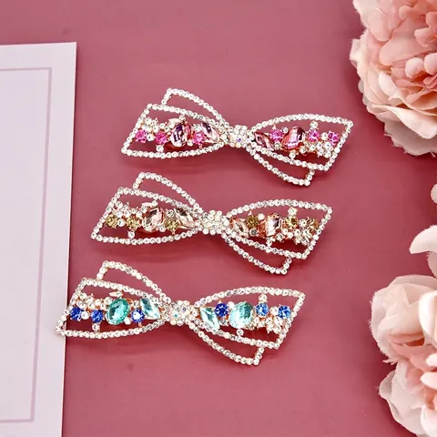 Lussuoso Fermaglio per Capelli a Molla con Fiocco in Lega e Cristalli Strass Elegante Copricapo per Donna Festa Matrimonio