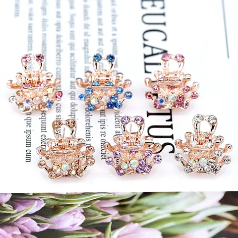 Mini Krone Haarklammer Funkelnde Strass Kleine Legierung Haarnadeln Für Kinder Mädchen Prinzessin Haarstyling Zubehör