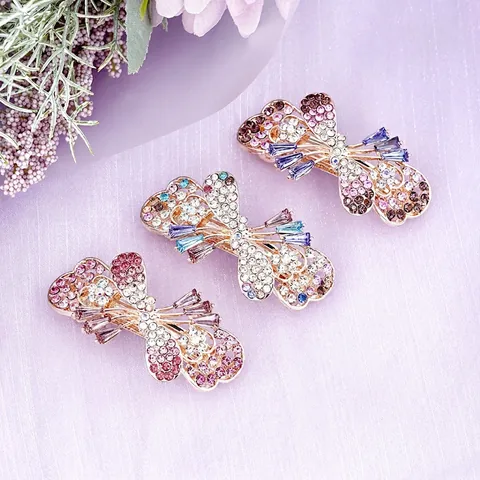 Fermaglio per Capelli a Farfalla in Lega Vintage Con Strass Colorati Scintillanti Elegante Fermaglio a Molla Vuoto Accessorio per Capelli per Donna Regalo