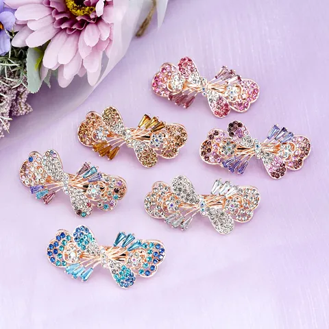 Fermaglio per Capelli a Farfalla in Lega Vintage Con Strass Colorati Scintillanti Elegante Fermaglio a Molla Vuoto Accessorio per Capelli per Donna Regalo