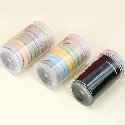 Elastici per Capelli in Poliestere Senza Cuciture ad Alta Elasticità per Donna Ragazze Scrunchies Spessi Tinta Unita a Righe Con Contenitore