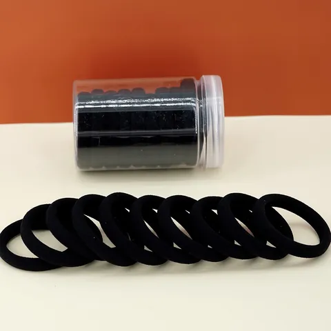 High Elastic Seamless Polyester Hair Ties For Women Girls Thick Solid Color Striped Scrunchies With Storage Container