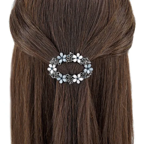 Vintage Luxury Rhinestone Flower Hair Clips For Women Elegant Alloy Floral Spring Clips Glitter Hair Accessories For Party Daily