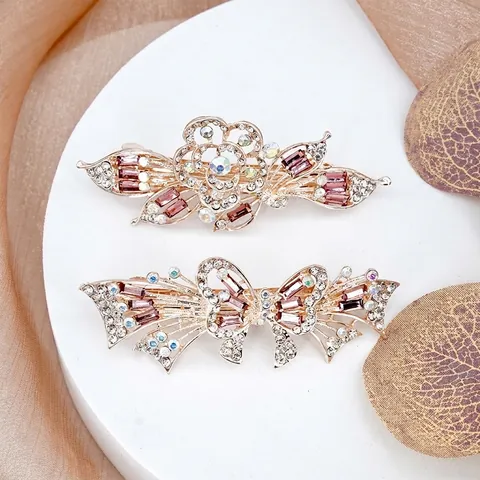 Vintage Legierung Strass Blume Schmetterling Haarspange Elegante Kristall Feder Ponytail Clip Für Damen Braut Hochzeit Haarschmuck