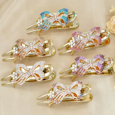 Elegant Butterfly Hair Claw Clip Alloy Crystal Rhinestone Hairpin For Women Party Wedding Hair Styling Accessories