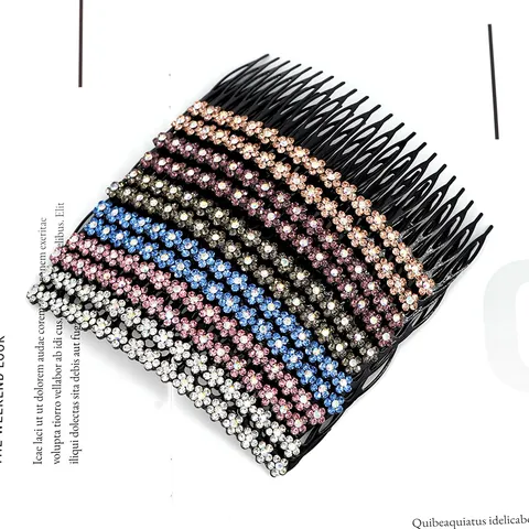 Vintage Iron Rhinestone Flower Hair Comb For Women Bridal Wedding Party Hair Styling Decorative Tool Accessory